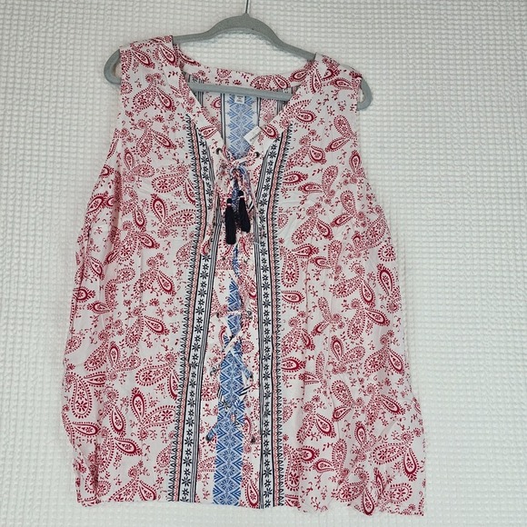 dressbarn Tops - Women's Tunic Sleeveless Blouse Patriotic 3X Red White Blue NWT